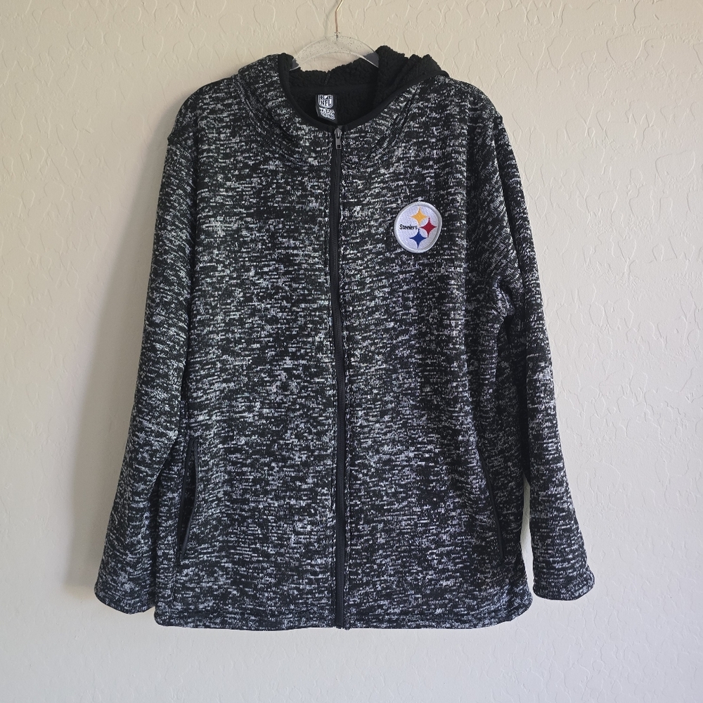 NFL Pittsburgh Steelers Marled Full Zip Hoodie Size XL